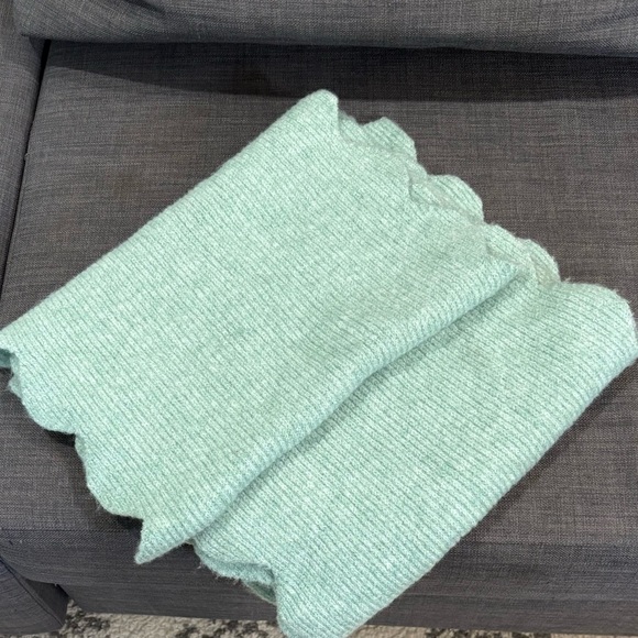 NWT Anthropologie Maeve Scalloped Scarf Ribbed Minty Green - Picture 4 of 6